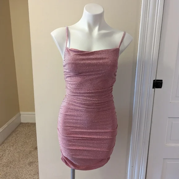 knee length dresses for ladies SHEIN Glamine Charm Elegant French Style Minimalist Pink Sleeveless Ru –  PINK SHOP EG